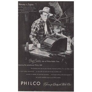 Vintage Original Philco 1201 Radio Phonograph Magazine Advertisement 1950s B&W